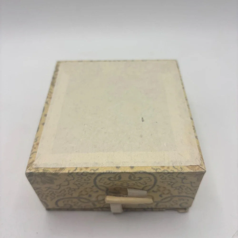Vintage Chinese Brocade‎ Jewelry Trinket Box Yellow Floral Toggle Closure 4